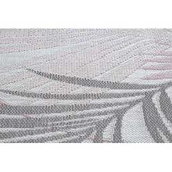 Dywan SZNURKOWY SIZAL SION Liście Palmy , tropikalny 2837 płaskie tkanie ecru / róż 80x200cm