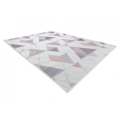 Dywan SZNURKOWY SIZAL SION Geometryczny, Trójkąty 3006 płaskie tkanie ecru / róż 70x250cm