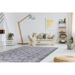 Dywan SZNURKOWY SIZAL SION Ramka, ornament, przecierany 2832 płaskie tkanie niebieski / róż / ecru 180x270cm