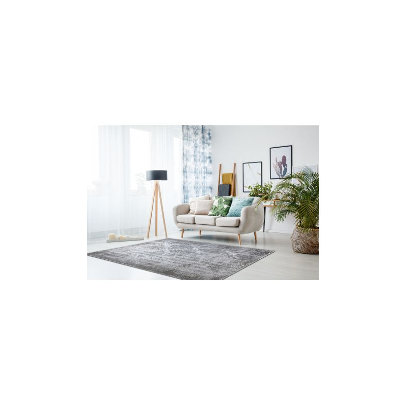 Dywan AKRYL VALENCIA 6177 ORNAMENT, przecierany, vintage jasny szary / ciemny szary 80x150cm
