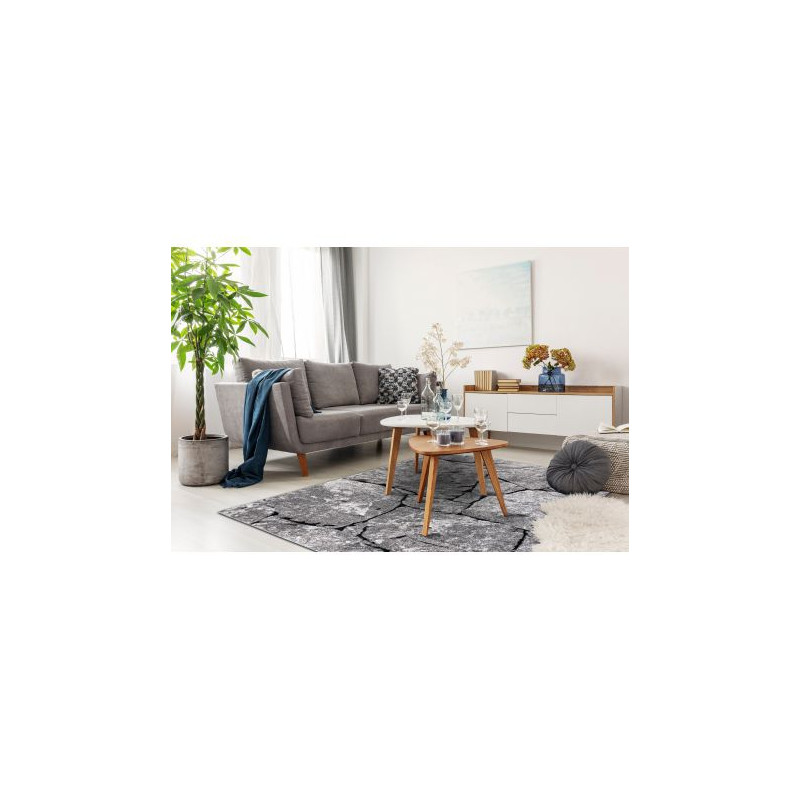 Dywan nowoczesny COZY 8985 Brick Kostka brukowa, kamień - Strukturalny, dwa poziomy runa szary 280x370cm