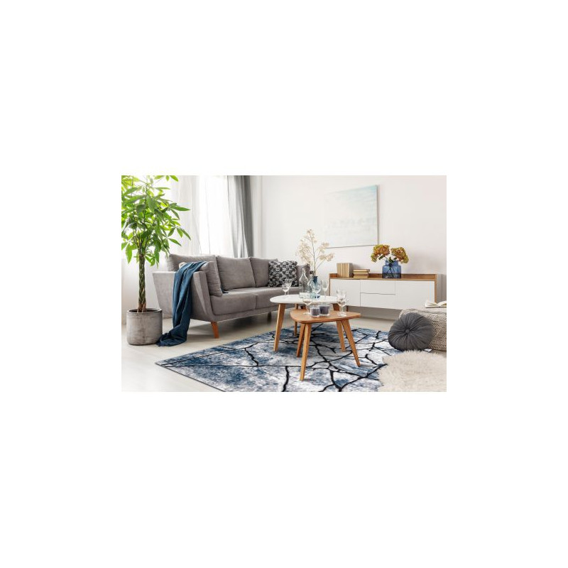 Dywan nowoczesny COZY 8873 Cracks Popękany beton - Strukturalny, dwa poziomy runa niebieski 160x220cm