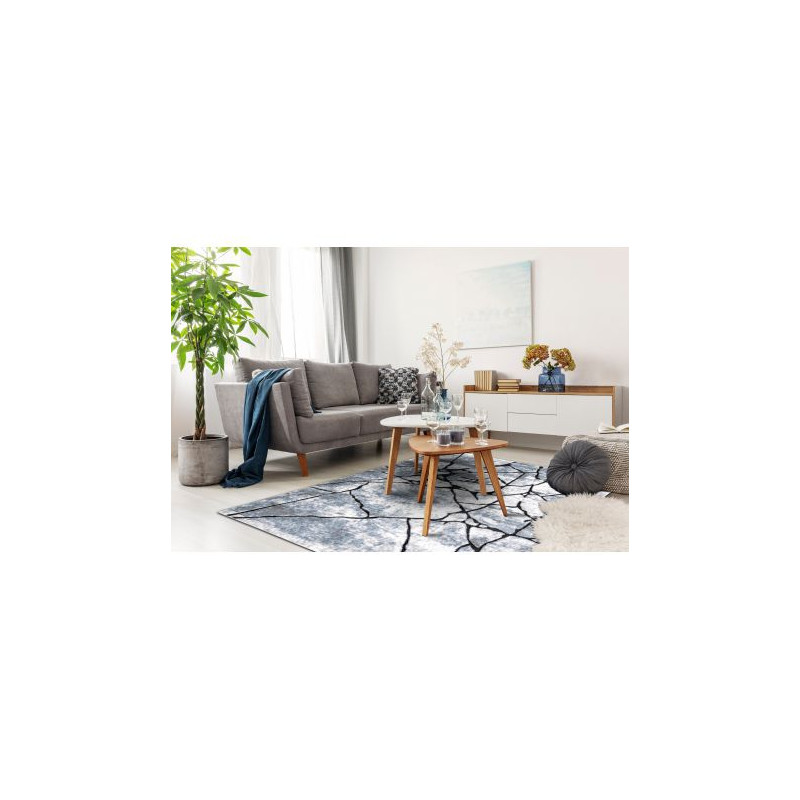Dywan nowoczesny COZY 8873 Cracks Popękany beton - Strukturalny, dwa poziomy runa jasny szary / niebieski 120x170cm