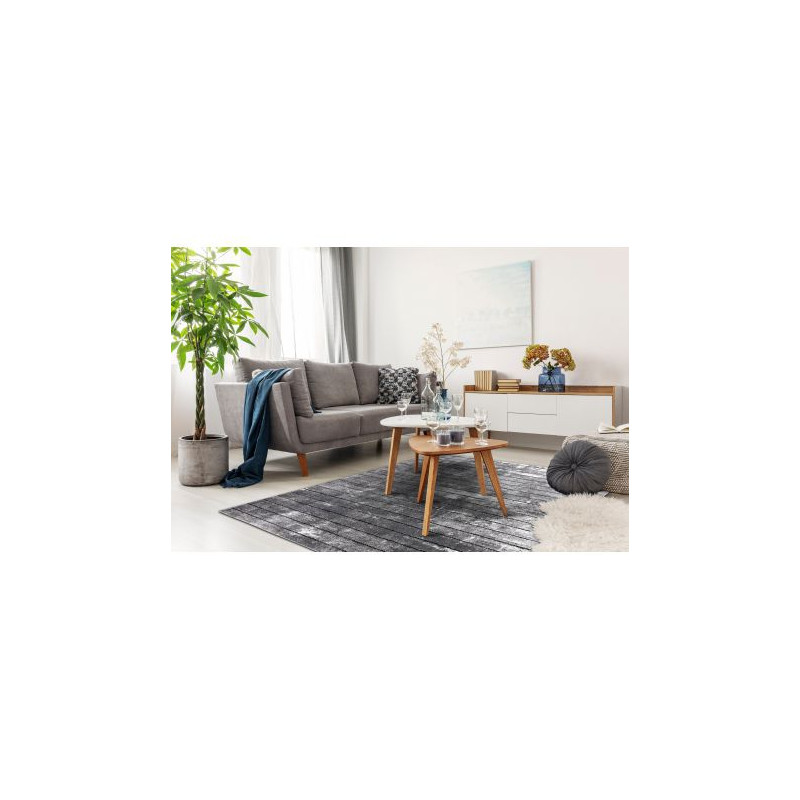 Dywan nowoczesny COZY 8654 Raft, Linie - Strukturalny, dwa poziomy runa szary 80x150cm