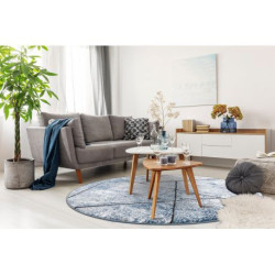 Dywan nowoczesny COZY 8872 Koło Wall, geometryczny, trójkąty - Strukturalny, dwa poziomy runa niebieski koło 160cm
