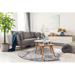 Dywan nowoczesny COZY 8872 Koło Wall, geometryczny, trójkąty - Strukturalny, dwa poziomy runa brązowy koło 100cm