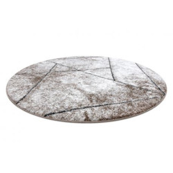 Dywan nowoczesny COZY 8872 Koło Wall, geometryczny, trójkąty - Strukturalny, dwa poziomy runa brązowy koło 120cm