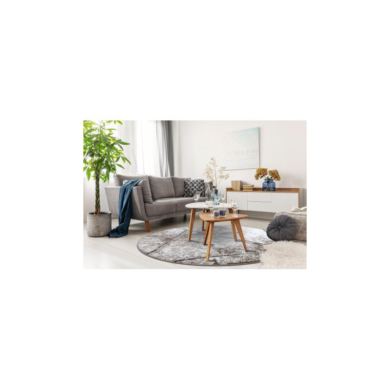 Dywan nowoczesny COZY 8872 Koło Wall, geometryczny, trójkąty - Strukturalny, dwa poziomy runa brązowy koło 160cm