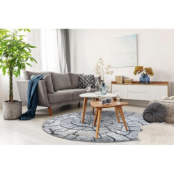 Dywan nowoczesny COZY 8875 Koło, Wood, pień - Strukturalny, dwa poziomy runa szary / niebieski koło 120cm