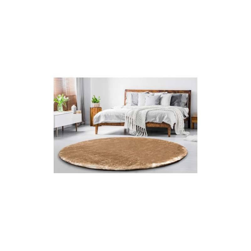 Dywan LAPIN Shaggy koło kość słoniowa / brązowy, antypoślizgowy, do prania koło 80cm Dywan LAPIN Shaggy koło kość słoniowa / brązowy, antypoślizgowy, do prania koło 80cm