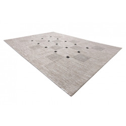 DYWAN SZNURKOWY SIZAL FLOORLUX 20079 kwadraty srebrny / czarny 120x170cm