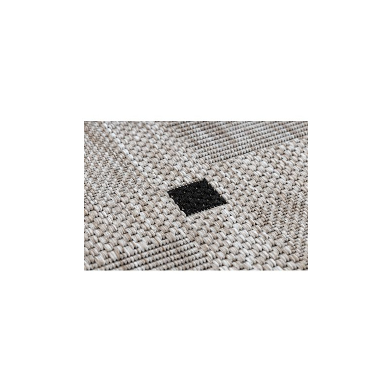 DYWAN SZNURKOWY SIZAL FLOORLUX 20079 kwadraty srebrny / czarny 80x150cm