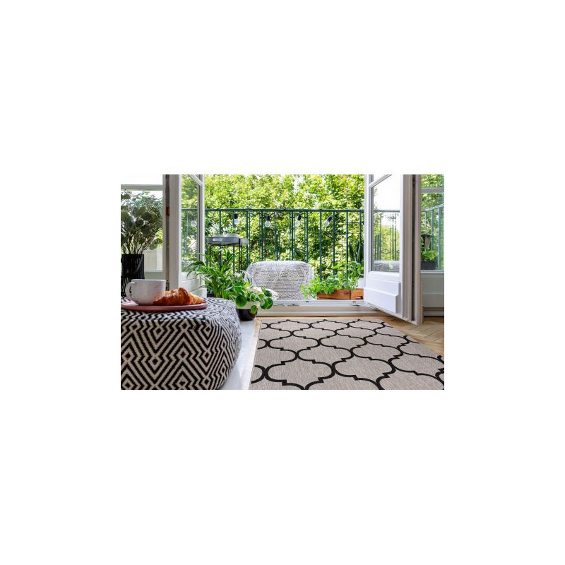 DYWAN SZNURKOWY SIZAL FLOORLUX 20608 , koniczyna marokańska, trellis srebrny / czarny 140x200cm DYWAN SZNURKOWY SIZAL FLOORLUX 20608 , koniczyna marokańska, trellis srebrny / czarny 140x200cm