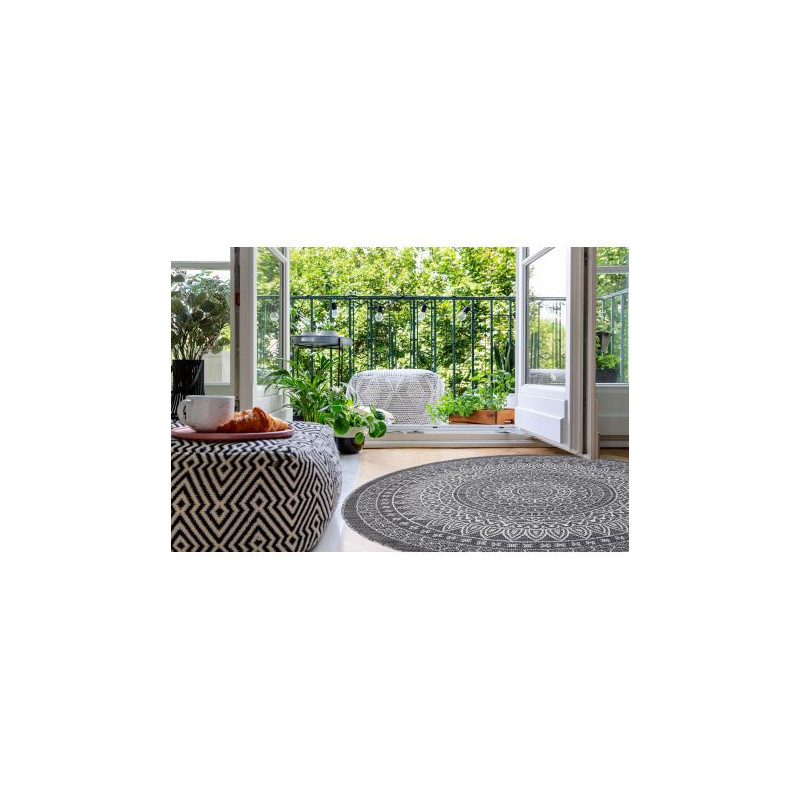 Dywan SZNURKOWY SIZAL LOFT 21207 Rozeta koło BOHO kość słoniowa/srebrny/szary koło 120cm Dywan SZNURKOWY SIZAL LOFT 21207 Rozeta koło BOHO kość słoniowa/srebrny/szary koło 120cm