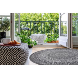 Dywan SZNURKOWY SIZAL LOFT 21207 Rozeta koło BOHO kość słoniowa/srebrny/szary koło 160cm