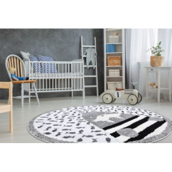 Dywan dziecięcy JOY Koło Walrus mors, dla dzieci - Strukturalny, dwa poziomy runa szary / krem koło 120cm Dywan dziecięcy JOY Koło Walrus mors, dla dzieci - Strukturalny, dwa poziomy runa szary / krem koło 120cm