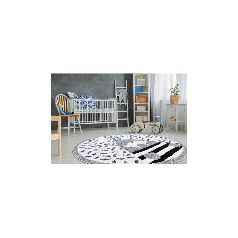 Dywan dziecięcy JOY Koło Walrus mors, dla dzieci - Strukturalny, dwa poziomy runa szary / krem koło 140cm Dywan dziecięcy JOY Koło Walrus mors, dla dzieci - Strukturalny, dwa poziomy runa szary / krem koło 140cm