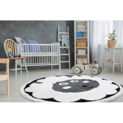 Dywan dziecięcy JOY Koło Sheep owca, dla dzieci - Strukturalny, dwa poziomy runa krem / czarny koło 160cm Dywan dziecięcy JOY Koło Sheep owca, dla dzieci - Strukturalny, dwa poziomy runa krem / czarny koło 160cm