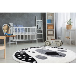 Dywan dziecięcy JOY Koło Teddy miś, dla dzieci - Strukturalny, dwa poziomy runa krem / czarny koło 120cm Dywan dziecięcy JOY Koło Teddy miś, dla dzieci - Strukturalny, dwa poziomy runa krem / czarny koło 120cm
