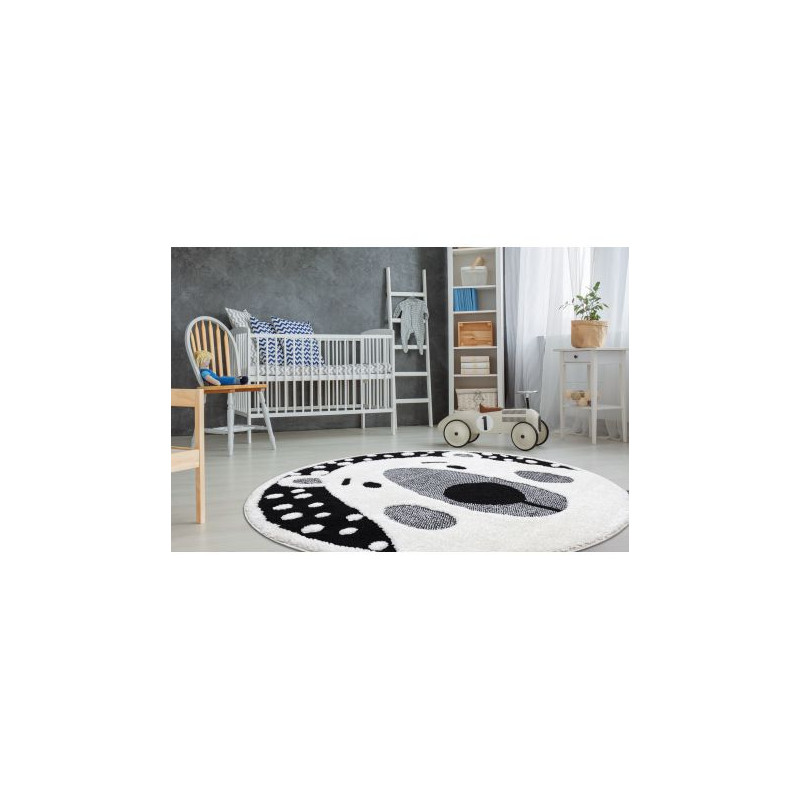 Dywan dziecięcy JOY Koło Teddy miś, dla dzieci - Strukturalny, dwa poziomy runa krem / czarny koło 140cm Dywan dziecięcy JOY Koło Teddy miś, dla dzieci - Strukturalny, dwa poziomy runa krem / czarny koło 140cm