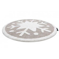 Dywan dziecięcy JOY Koło Snowflake płatek śniegu, dla dzieci - Strukturalny, dwa poziomy runa beż / krem koło 120cm
