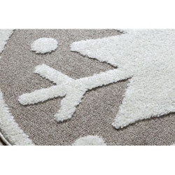 Dywan dziecięcy JOY Koło Snowflake płatek śniegu, dla dzieci - Strukturalny, dwa poziomy runa beż / krem koło 120cm