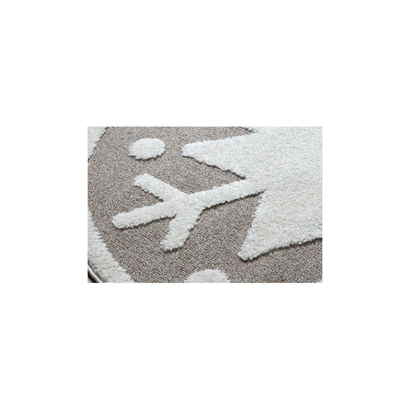 Dywan dziecięcy JOY Koło Snowflake płatek śniegu, dla dzieci - Strukturalny, dwa poziomy runa beż / krem koło 140cm