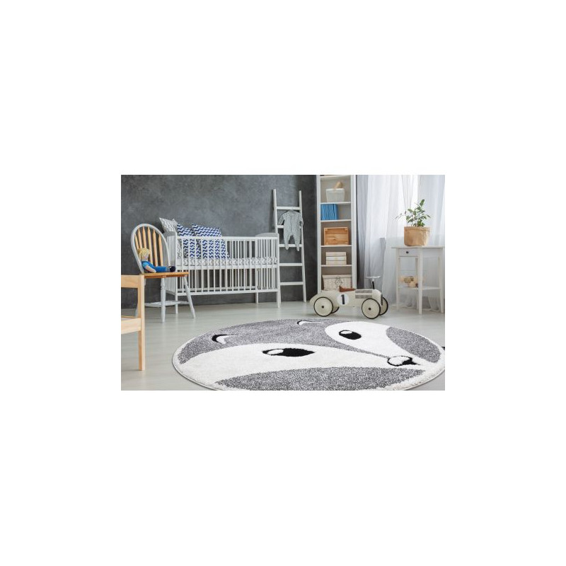 Dywan dziecięcy JOY Koło Fox lisek, dla dzieci - Strukturalny, dwa poziomy runa szary / krem koło 120cm Dywan dziecięcy JOY Koło Fox lisek, dla dzieci - Strukturalny, dwa poziomy runa szary / krem koło 120cm