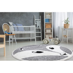 Dywan dziecięcy JOY Koło Fox lisek, dla dzieci - Strukturalny, dwa poziomy runa szary / krem koło 160cm Dywan dziecięcy JOY Koło Fox lisek, dla dzieci - Strukturalny, dwa poziomy runa szary / krem koło 160cm