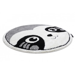 Dywan dziecięcy JOY Koło Panda miś, dla dzieci - Strukturalny, dwa poziomy runa szary / krem koło 120cm