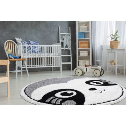 Dywan dziecięcy JOY Koło Panda miś, dla dzieci - Strukturalny, dwa poziomy runa szary / krem koło 140cm Dywan dziecięcy JOY Koło Panda miś, dla dzieci - Strukturalny, dwa poziomy runa szary / krem koło 140cm