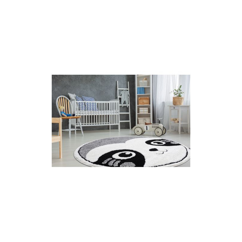 Dywan dziecięcy JOY Koło Panda miś, dla dzieci - Strukturalny, dwa poziomy runa szary / krem koło 140cm Dywan dziecięcy JOY Koło Panda miś, dla dzieci - Strukturalny, dwa poziomy runa szary / krem koło 140cm