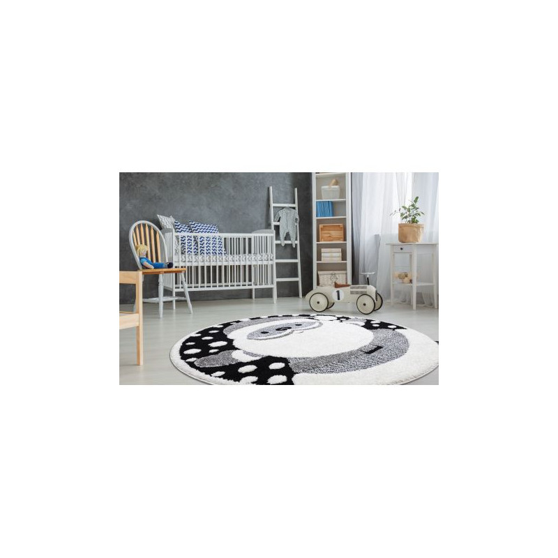 Dywan dziecięcy JOY Koło Santa Święty Mikołaj dla dzieci - Strukturalny, dwa poziomy runa czarny / krem koło 160cm Dywan dziecięcy JOY Koło Santa Święty Mikołaj dla dzieci - Strukturalny, dwa poziomy runa czarny / krem koło 160cm