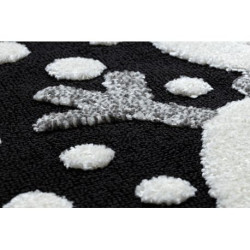 Dywan dziecięcy JOY Koło Snowman bałwanek, dla dzieci - Strukturalny, dwa poziomy runa czarny / krem koło 120cm