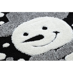 Dywan dziecięcy JOY Koło Snowman bałwanek, dla dzieci - Strukturalny, dwa poziomy runa czarny / krem koło 140cm