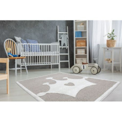 Dywan dziecięcy JOY Crown korona, dla dzieci - Strukturalny, dwa poziomy runa beż / krem 120x170cm