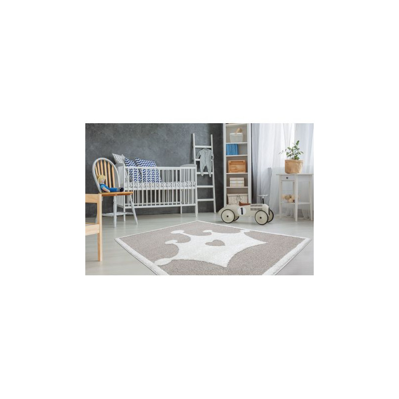 Dywan dziecięcy JOY Crown korona, dla dzieci - Strukturalny, dwa poziomy runa beż / krem 160x220cm