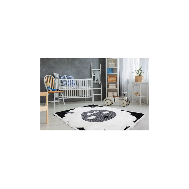 Dywan dziecięcy JOY Sheep owca, dla dzieci - Strukturalny, dwa poziomy runa krem / czarny 140x190cm Dywan dziecięcy JOY Sheep owca, dla dzieci - Strukturalny, dwa poziomy runa krem / czarny 140x190cm