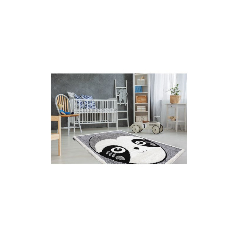 Dywan dziecięcy JOY Panda miś, dla dzieci - Strukturalny, dwa poziomy runa szary / krem 140x190cm