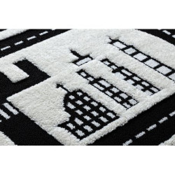 Dywan dziecięcy JOY City miasto, uliczki dla dzieci - Strukturalny, dwa poziomy runa krem / czarny 120x170cm