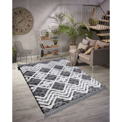 Dywan MAROC P642 Romby Zygzak szary / biały Frędzle berberyjski marokański shaggy 180x270cm