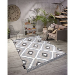 Dywan MAROC P651 Romby szary / biały Frędzle berberyjski marokański shaggy 120x170cm
