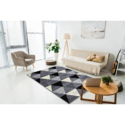 Dywan BCF BASE 3986 Geometric, trójkąty geometryczny szary / czarny 185x270cm