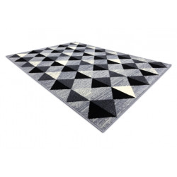 Dywan BCF BASE 3987 Trigone, trójkąty, kwadraty,  geometryczny szary / kość słoniowa 185x270cm