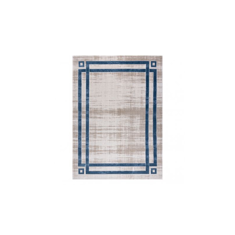 Dywan NOBLE nowoczesny  1539 68 Ramka vintage przecierany - Strukturalny, dwa poziomy runa krem / niebieski 160x220cm