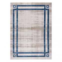 Dywan NOBLE nowoczesny  1539 68 Ramka vintage przecierany - Strukturalny, dwa poziomy runa krem / niebieski 200x290cm