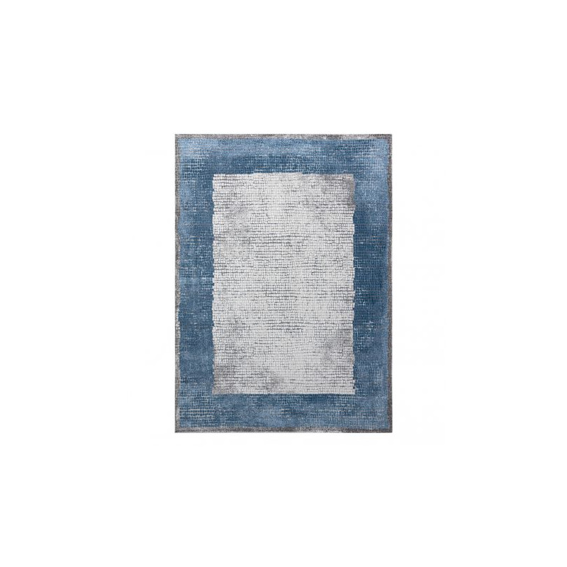 Dywan NOBLE nowoczesny  9730 68 Ramka vintage przecierany - Strukturalny, dwa poziomy runa krem / niebieski 140x190cm