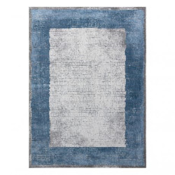 Dywan NOBLE nowoczesny  9730 68 Ramka vintage przecierany - Strukturalny, dwa poziomy runa krem / niebieski 240x330cm