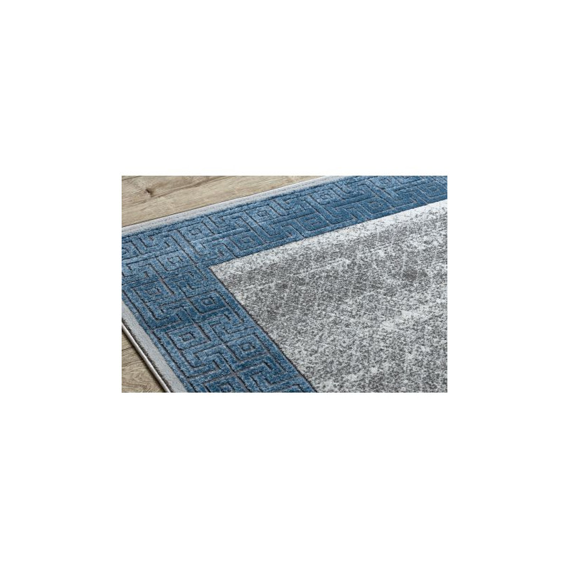 Dywan NOBLE nowoczesny 1512 68 Ramka, grecki vintage przecierany - Strukturalny, dwa poziomy runa krem / niebieski 240x330cm Dywan NOBLE nowoczesny 1512 68 Ramka, grecki vintage przecierany - Strukturalny, dwa poziomy runa krem / niebieski 240x330cm