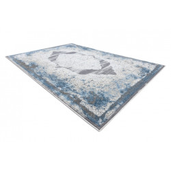 Dywan NOBLE nowoczesny  9479 63 Ornament vintage przecierany - Strukturalny, dwa poziomy runa krem / niebieski 120x170cm